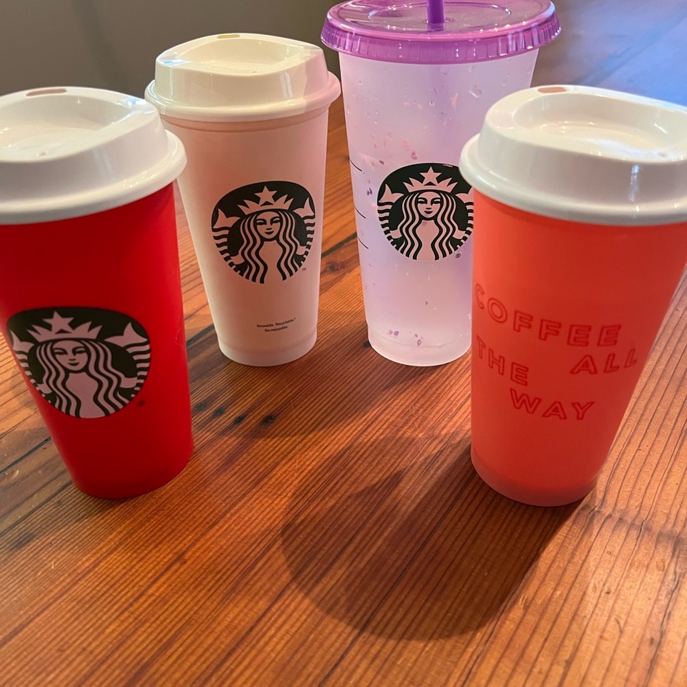 Starbucks cups all four